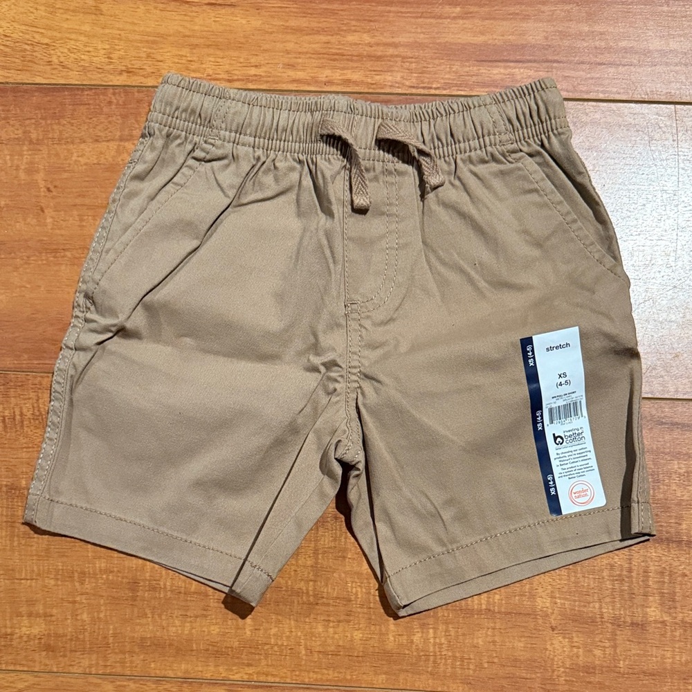 Khaki Elastic Waist Shorts